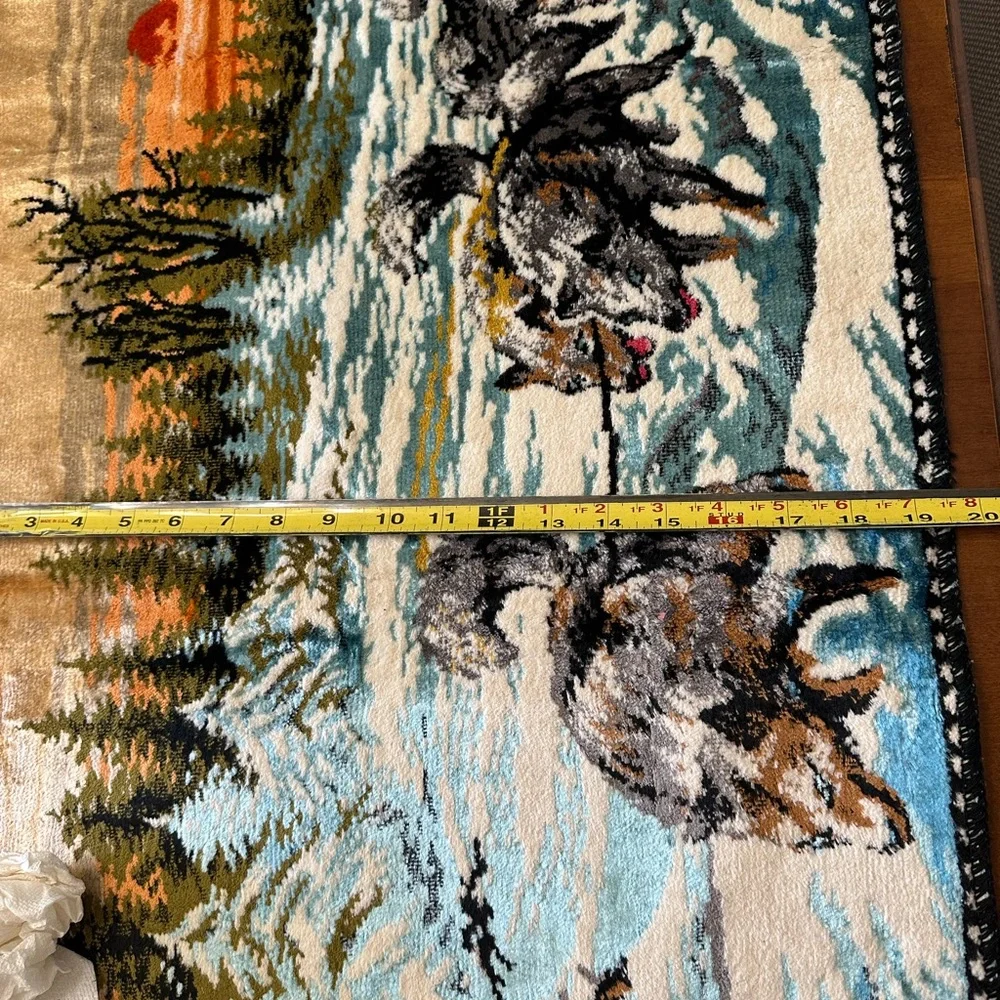 Velvet wall Tapestry -Dog Sled Tapestry- Made in Italy 1965